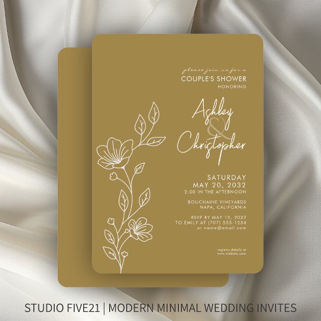Invitation Wedding shower Gold Outline moderne (Créateur téléchargé)