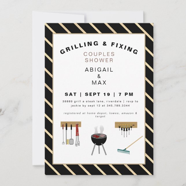Invitation Wedding shower II pour les couples de grillage et  (Devant)