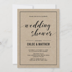Invitation Wedding shower Kraft Modern Typographie Couples