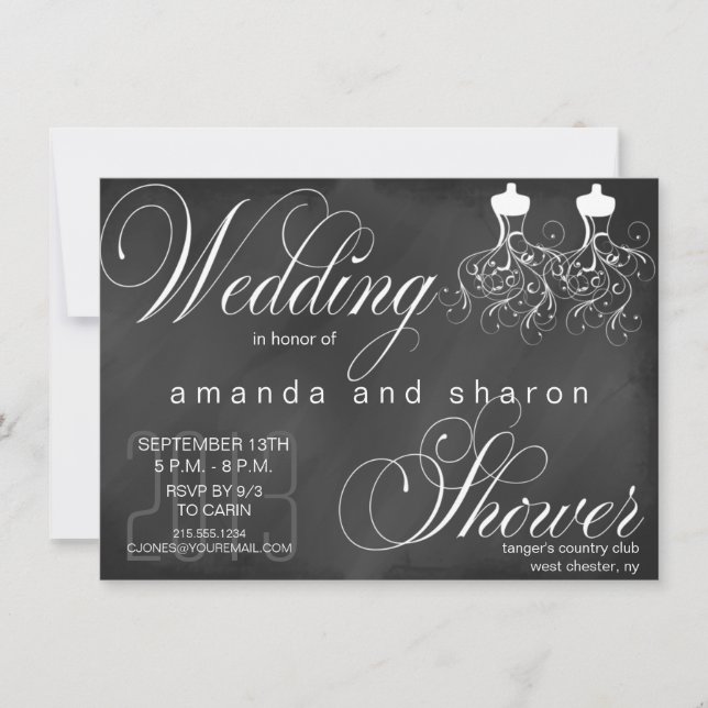 Invitation Wedding shower lesbienne Chalkboard (Devant)