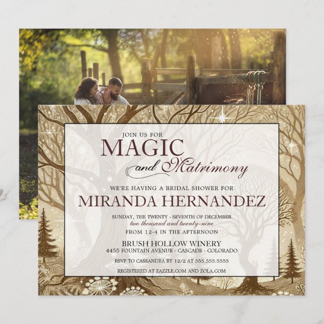 Invitation Wedding shower magique et mariage (Devant / Derrière)