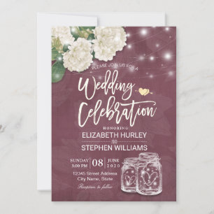 Invitation Wedding shower Mason Jar Hydrangea Lumières Bourgo