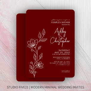 Invitation Wedding shower moderne de Crimson Red Outline