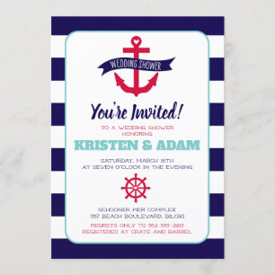 Invitation Wedding shower nautique Ancres d'invitation Aweigh