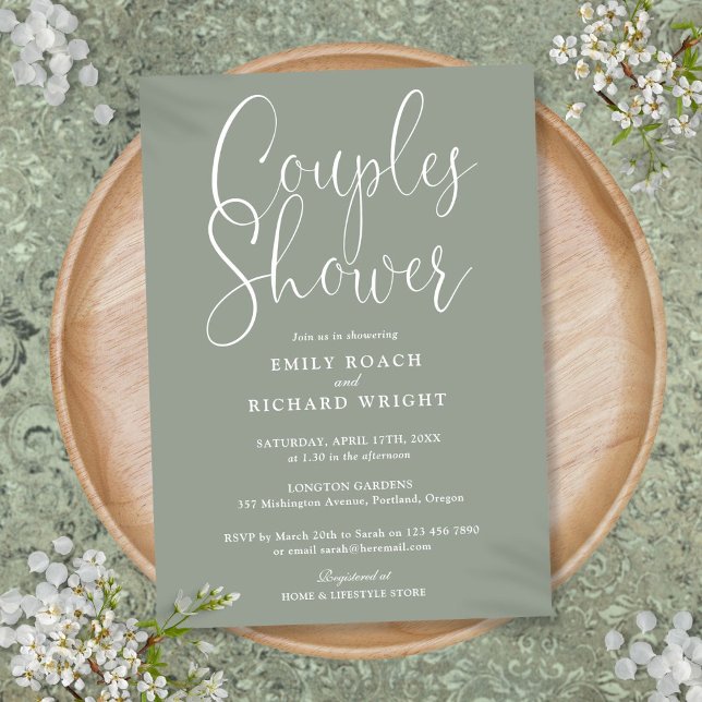 Invitation Wedding shower nuptiale de Sage Green Couples (Sage Green Couples Bridal Wedding Shower Invitation)