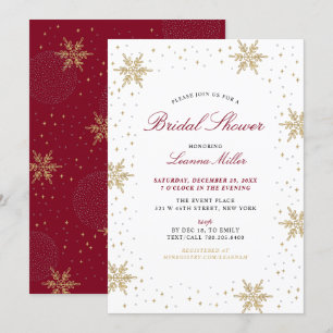 Invitation Wedding shower nuptiale Gold & Red Winter