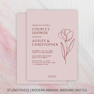 Invitation Wedding shower rouge de Crimson floral tiré modern