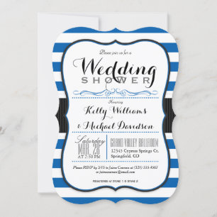 Invitation Wedding shower Royal Blue & White Couples