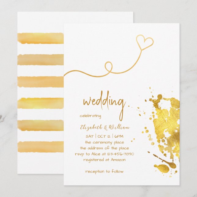 Invitation Wedding shower simple Gold Foil (Devant / Derrière)
