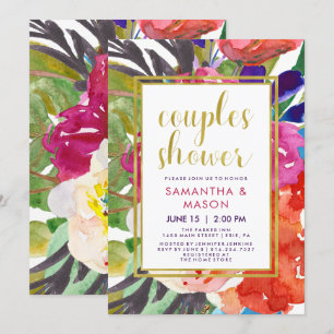 Invitation Wedding shower tropical coloré de couples