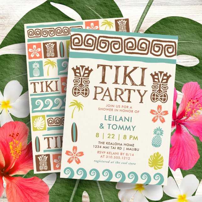 Invitation Wedding shower Tropical du Parti Retro Tiki (Créateur téléchargé)