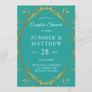 Invitation Wedding shower Turquoise et Gold