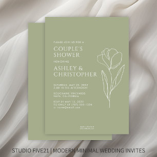 Invitation Wedding shower vert de la zone fleurie dessinée mo