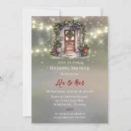 Invitation Wedding shower vert rouge Berry Décor Porte claire