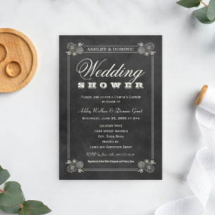 Invitation Wedding shower vintage Black Chalkboard