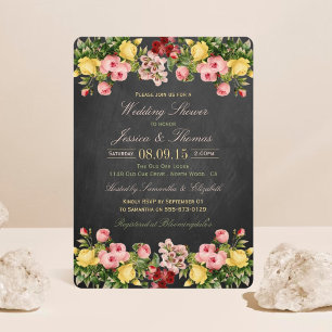 Invitation Wedding shower vintage Floral Chalkboard