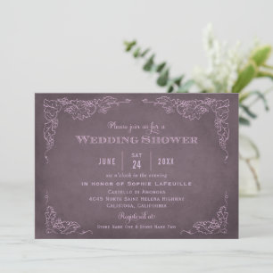 Invitation Wedding shower viticole violet de prune rustique