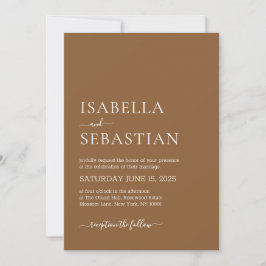 Invitation Wedding Simple Clay Brown