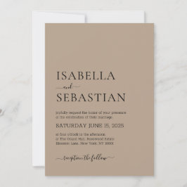 Invitation Wedding Simple Modern Rosy Brown