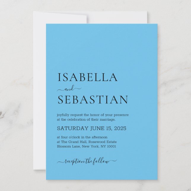 Invitation Wedding Simple Sky Blue (Devant)