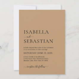 Invitation Wedding Simple Tan Brown