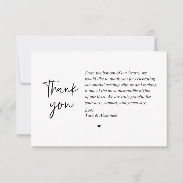Invitation Wedding Thank you, modern minimalist Card (Devant)