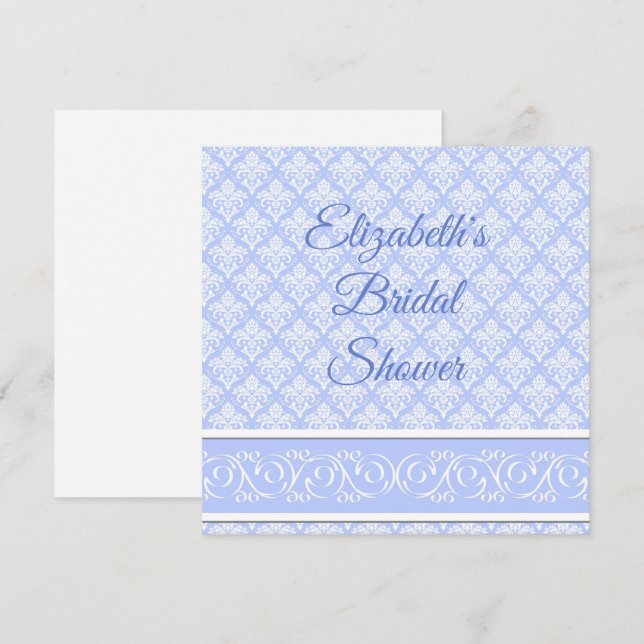 Invitation - Wedgewood Blue Damask (Devant / Derrière)