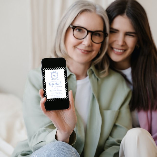 Invitation Wedgwood Bleu Monogramme Crête Grandmillénaire (Créateur téléchargé)
