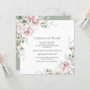 Invitation Wediing floral Reporté Modification des plans