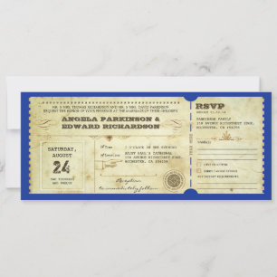 Invitation weding vintage ticket invite with rsvp