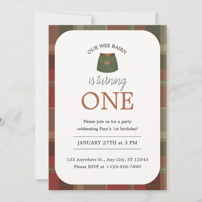 Invitation Wee Bairn Birthday (Devant)