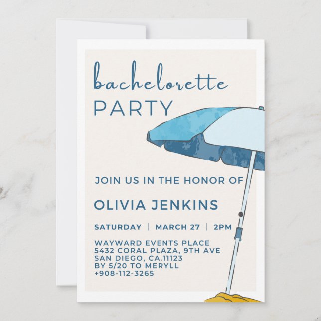 Invitation Week-end Beach Bachelorette Party (Devant)