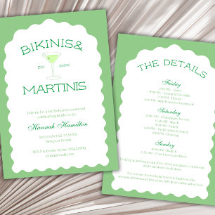 Invitation Week-End Bikinis Et Martinis Green Bachelorette