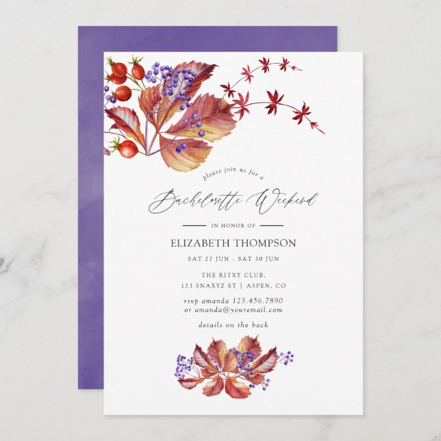 Invitation Week-end de Bachelorette de vacances d'automne (Devant / Derrière)