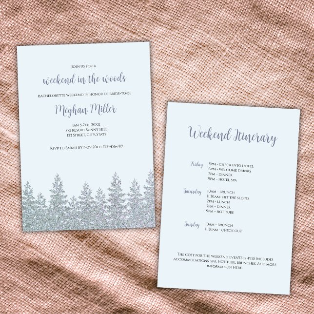 Invitation Week-End De Bachelorette D'Hiver Dans L'Itinéraire (weekend in the woods winter bachelorette party weekend itinerary)