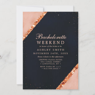 Invitation Week-end de Bachelorette Moderne Rose Pâle Navy Cu
