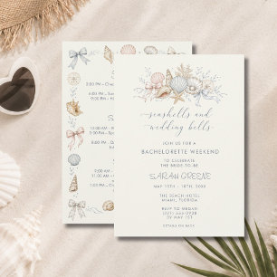 Invitation Week-end de célibataire Coquillages et Cloches de
