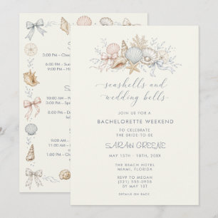 Invitation Week-end de célibataire Coquillages et Cloches de