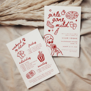 Invitation Week-end de célibataire Girls Gone Mild écriture m