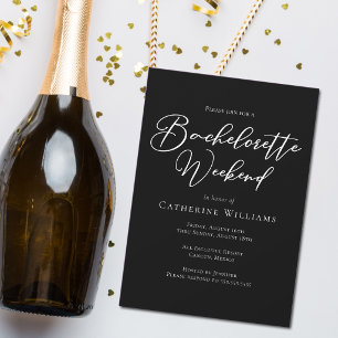 Invitation Week-end de célibataire minimaliste chic noir