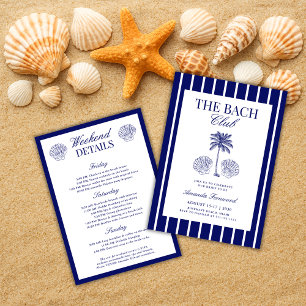 Invitation Week-end de club de célibataire de plage Navy Vint
