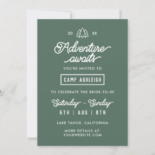 Invitation Week-end de fête de bachelorette en camping dans l