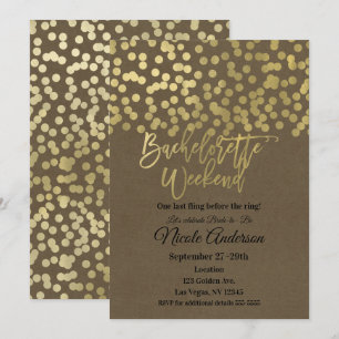 Invitation Week-end de Fiançailles Or Moderne Chic Rustique K
