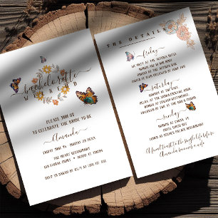 Invitation Week-end de Fille Simple Papillon Groovy Art