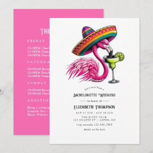 Invitation Week-end de Flamant rose de Fiesta Rose Chaud