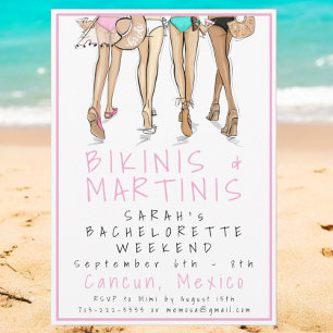 Invitation Week-end de la fête de bachelorette Bikinis & Mart