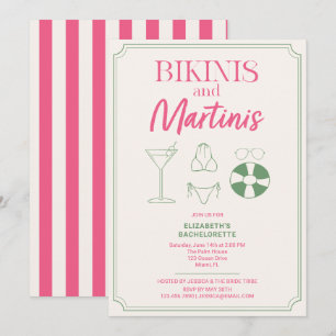 Invitation Week-end d'enterrement avec Bikinis et Martinis