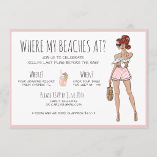 Invitation Week-end du Watercolor Bachelorette Beach Party