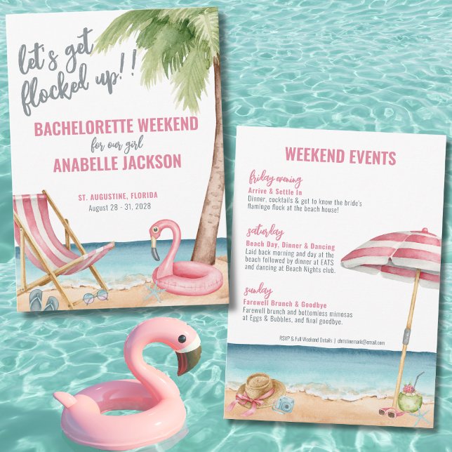 Invitation Week-end entre filles drôle de plage enterrement d (Funny Beach Bachelorette Party Weekend Invitation)