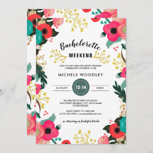 Invitation Week-end Floral Rose Turquoise